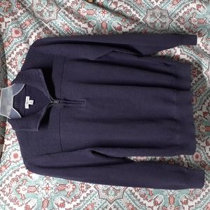 NWOT Merona Purple Partial Zip Cotton Pull Over Top, Size M